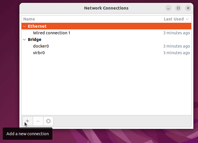그림 2. Network Connections에서 새로운 연결 추가하기