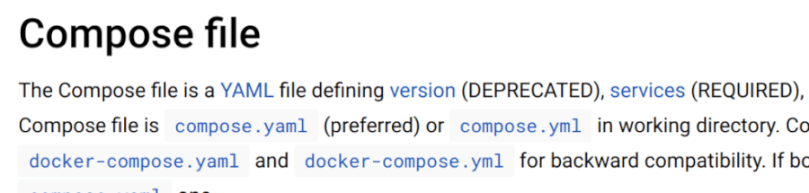 그림 2. Docker compose의 version은 deprecated