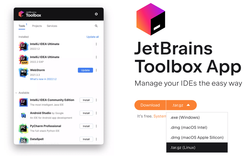 그림 2. JetBrains Toolbox App 다운로드