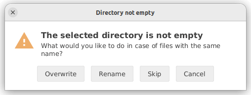 그림 7. Directory not empty 창