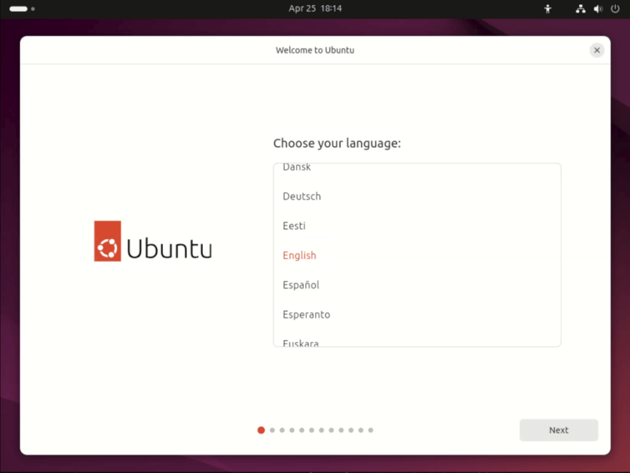 그림 3. Ubuntu 24.04의 사용 언어 설정