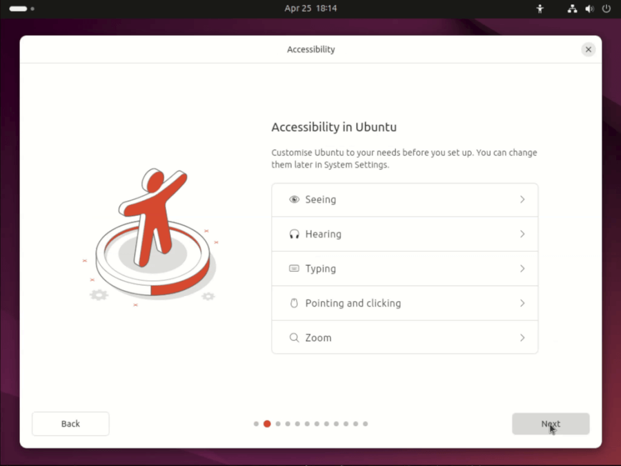 그림 4. Accessibility in Ubuntu 설정