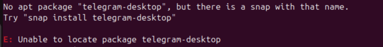 그림 1. Ubuntu 22.04 telegram-desktop apt 패키지 없음