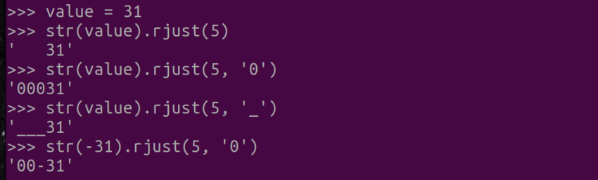 그림 1. Python 문자열 포맷팅: '0'외의 문자로 채우기 예시