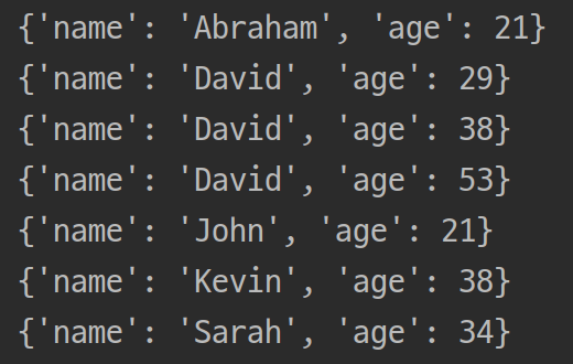 그림 3. Python 딕셔너리 리스트 정렬: user['name'], user['age'] 순서로 오름차순 정렬