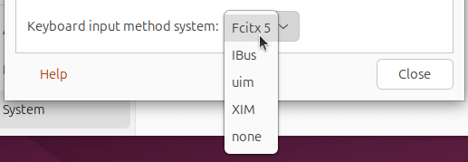 그림 1. Keyboard input method system: Fcitx 5 선택