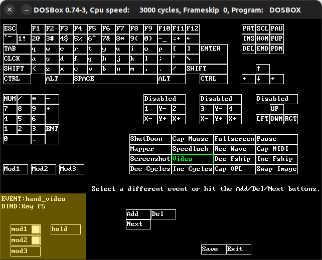 그림 2. DOSBOX의 Video 녹화 단축키 확인