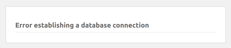 그림 1. WordPress Error establishing a database connection 오류 발생
